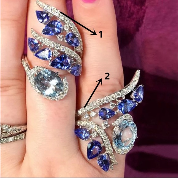 New Women’s 925 Silver water Drop Sapphire Ring - Picture 2 of 2